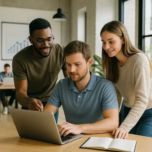 accounting team looking at report